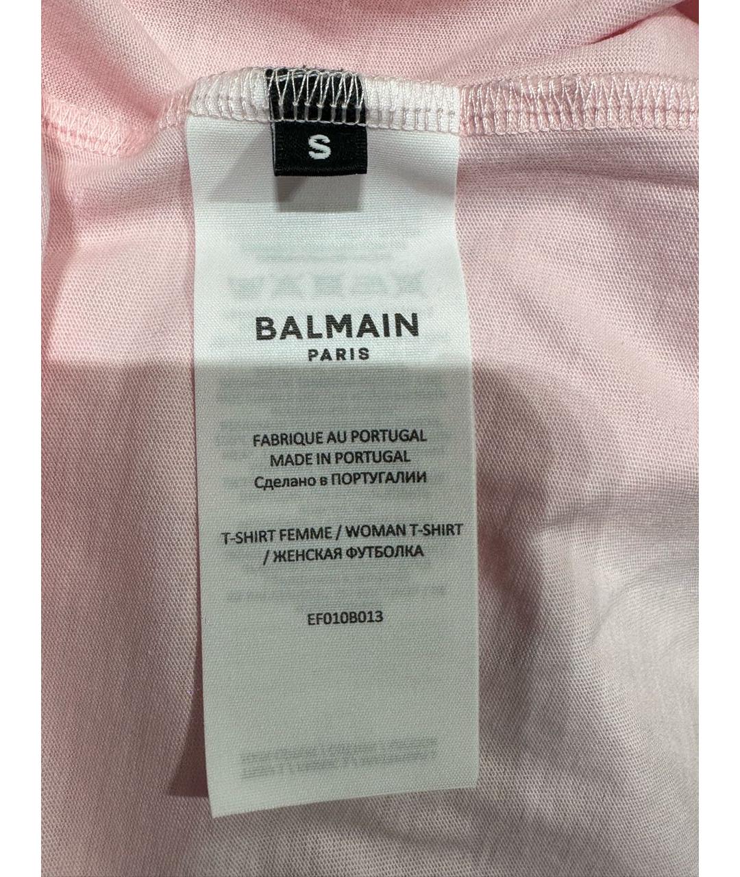 BALMAIN Розовая хлопковая футболка, фото 5