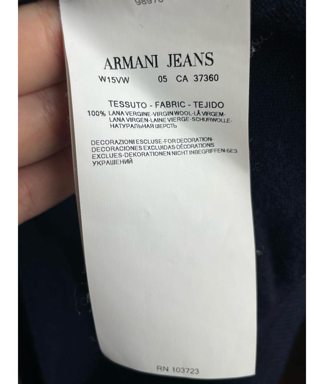 ARMANI JEANS Темно-синий шерстяной джемпер / свитер, фото 5