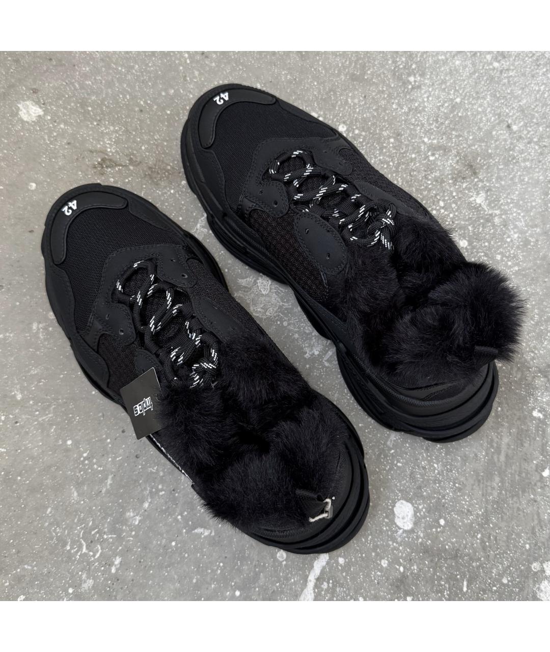 BALENCIAGA Черные нубуковые низкие кроссовки / кеды, фото 3
