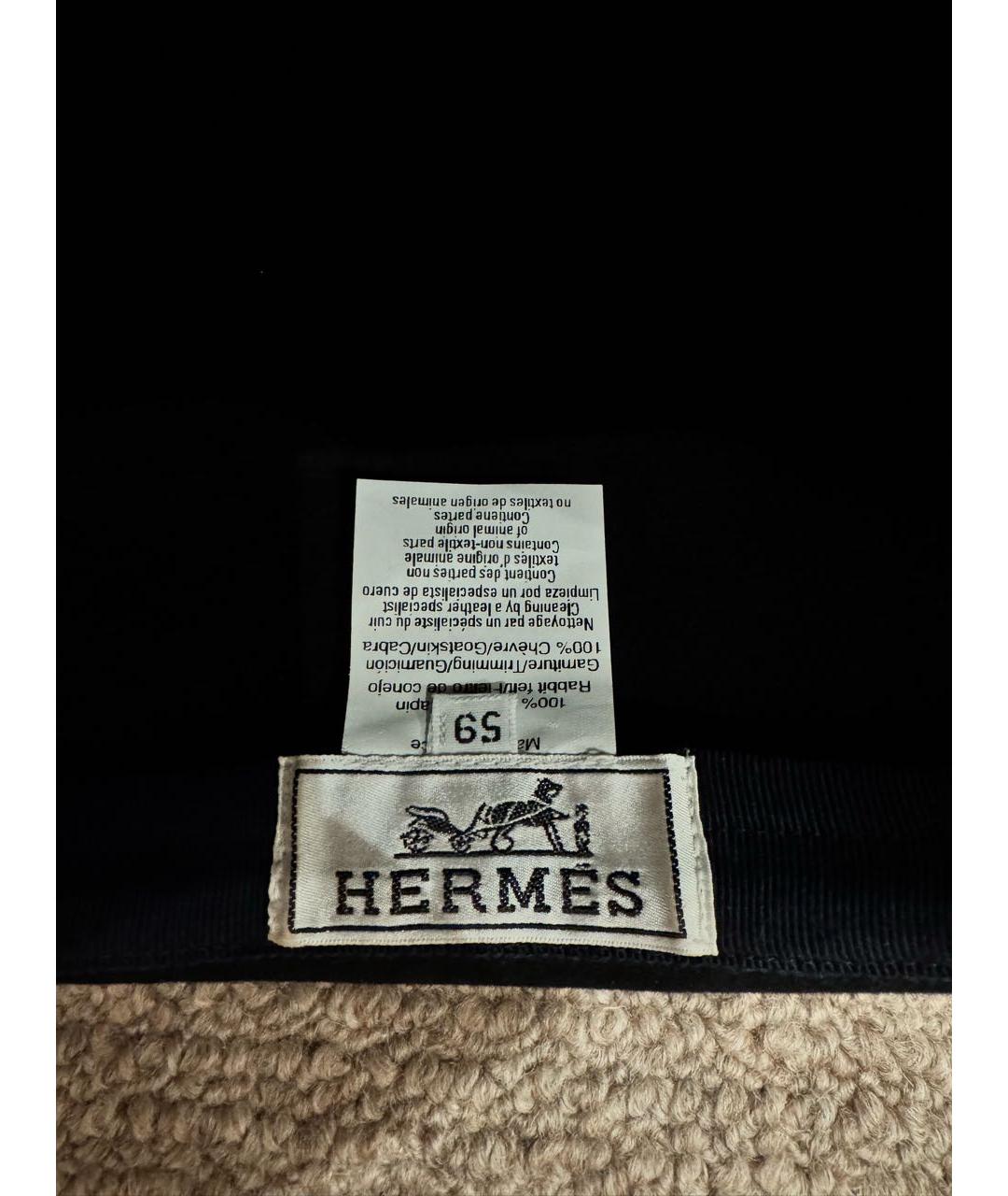 HERMES Черная шерстяная кепка, фото 4