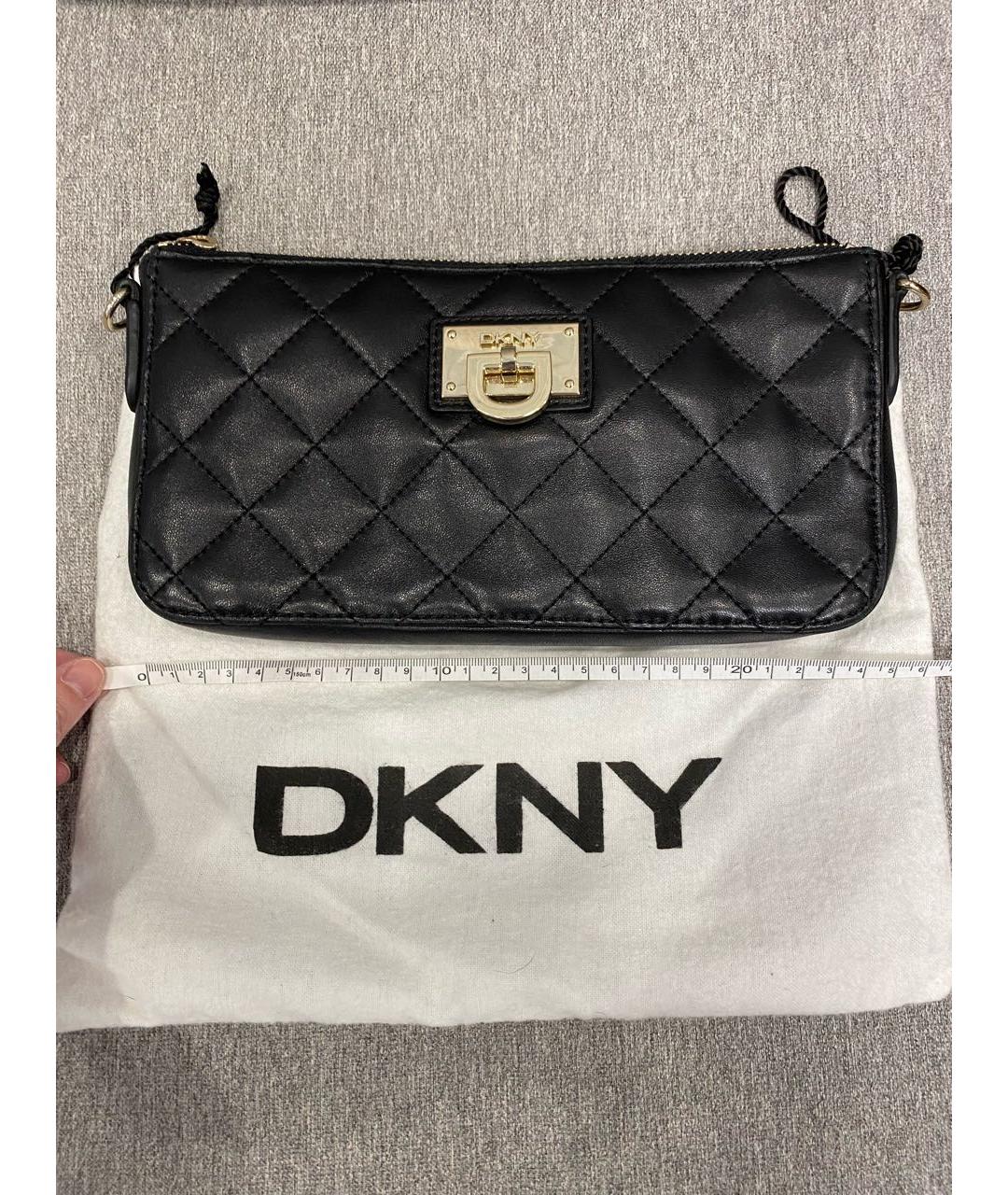 DKNY Черная кожаная сумка с короткими ручками, фото 6