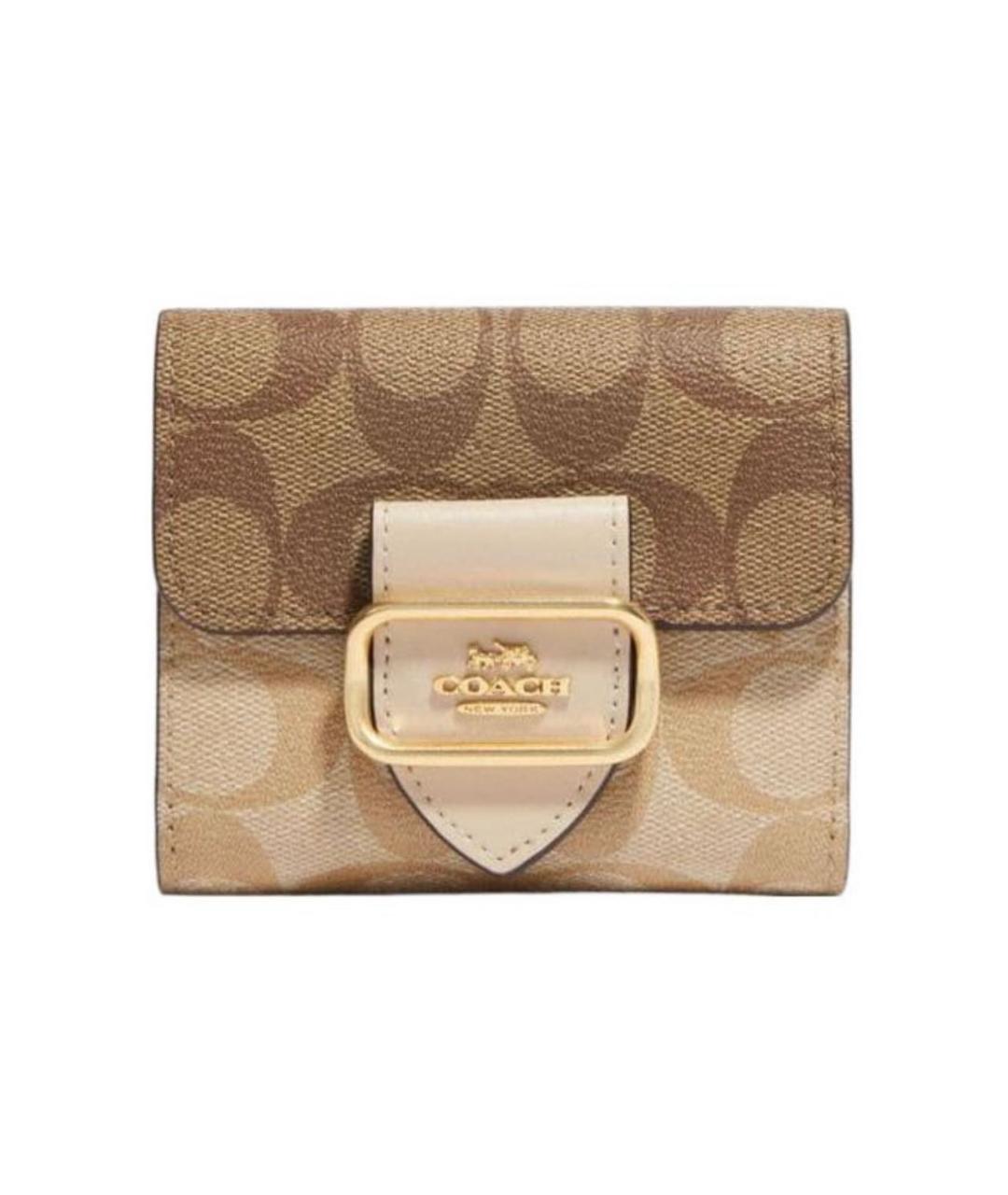 COACH Бежевый кожаный кошелек, фото 5