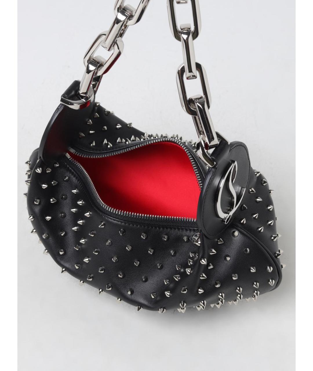 CHRISTIAN LOUBOUTIN Черная кожаная сумка через плечо, фото 4