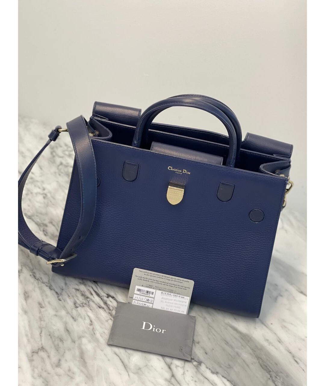 CHRISTIAN DIOR Синяя кожаная сумка тоут, фото 5