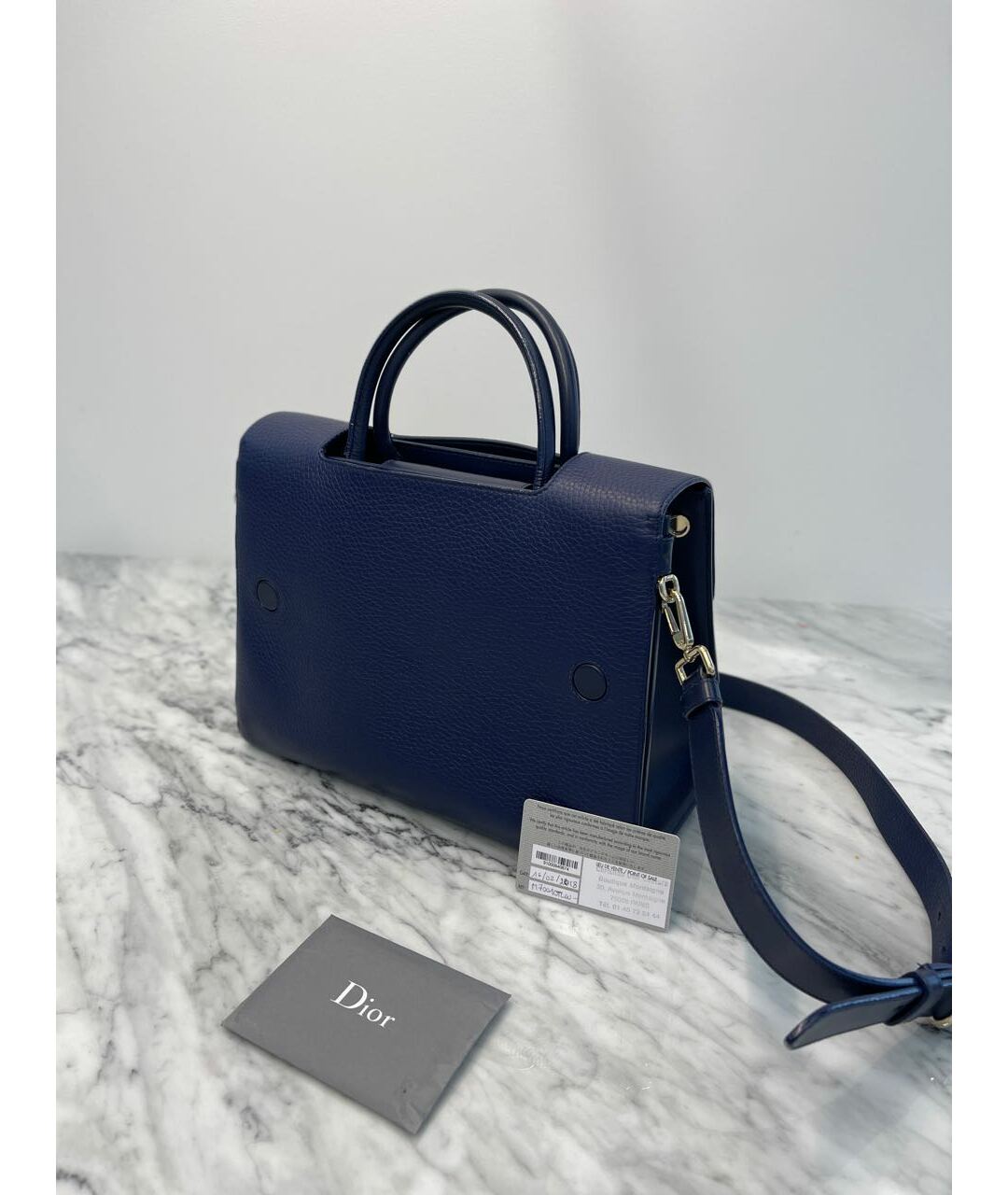 CHRISTIAN DIOR Синяя кожаная сумка тоут, фото 3