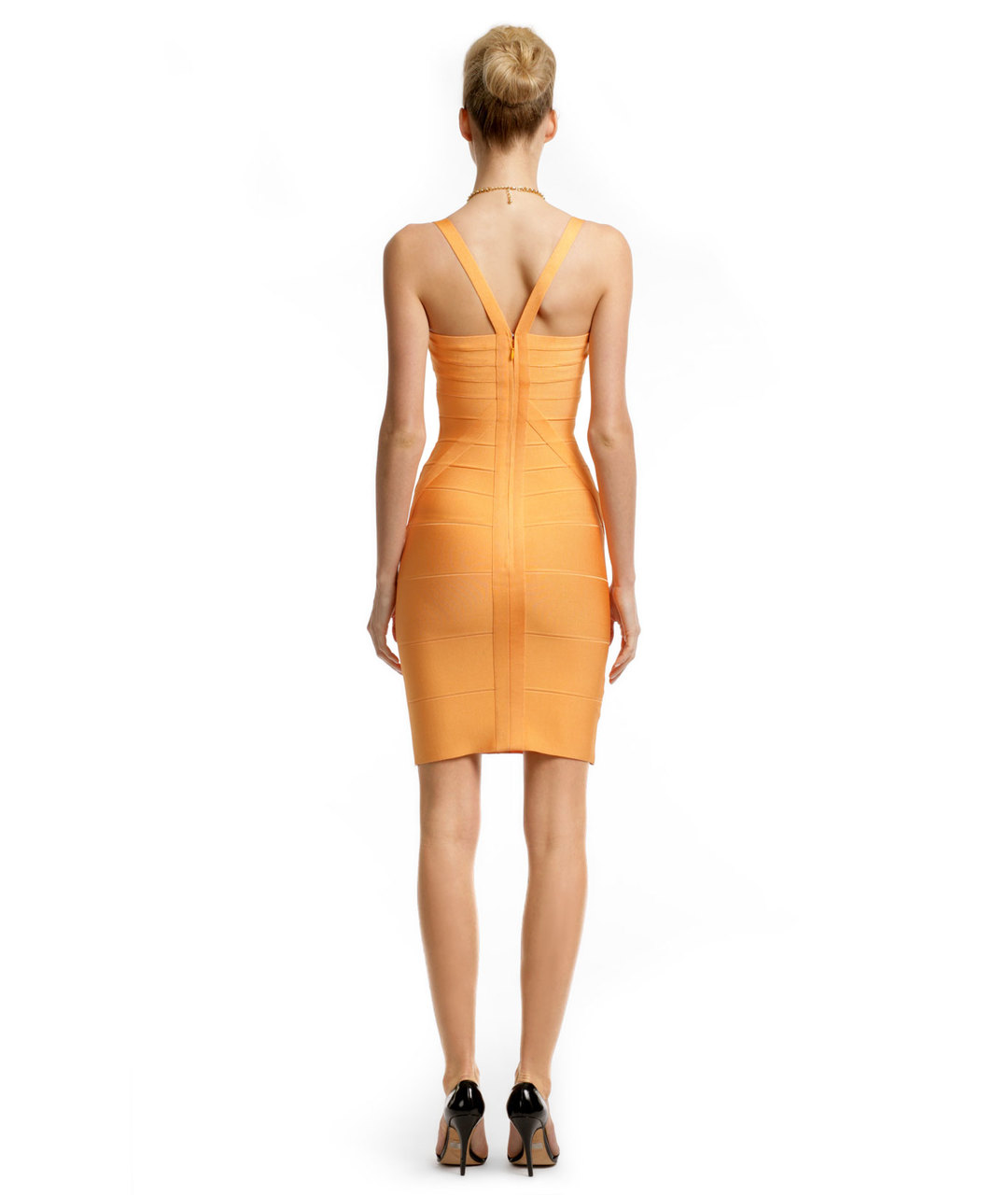 HERVE LEGER Оранжевое вискозное повседневное платье, фото 2