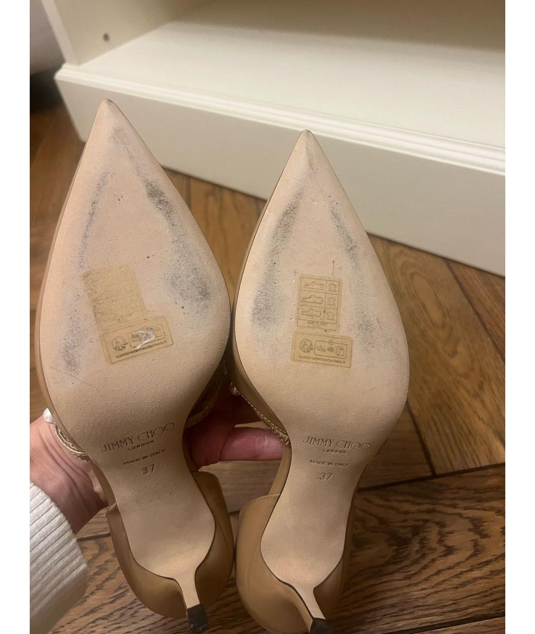 JIMMY CHOO Бежевые туфли из лакированной кожи, фото 3