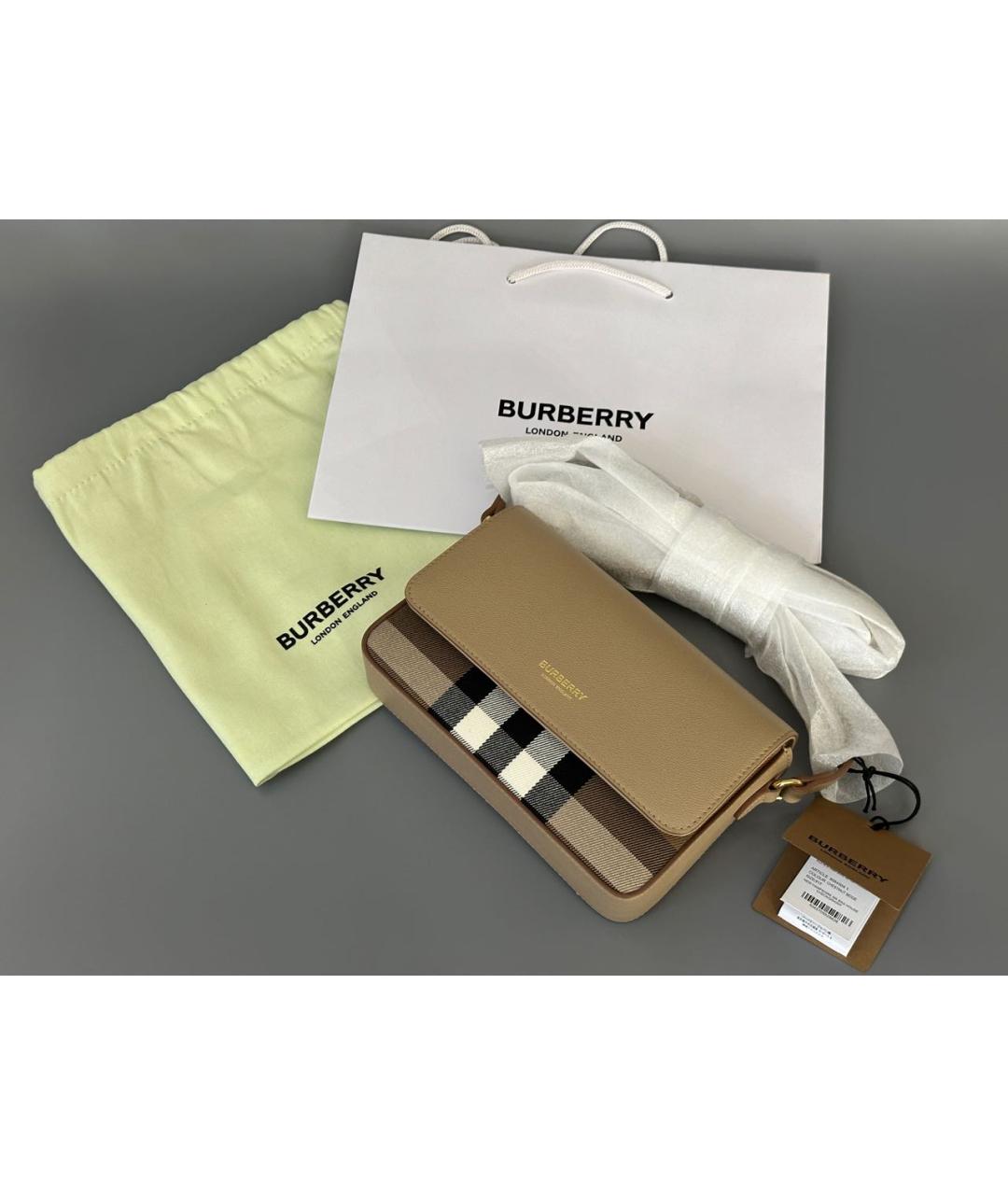 BURBERRY Бежевая кожаная сумка через плечо, фото 4