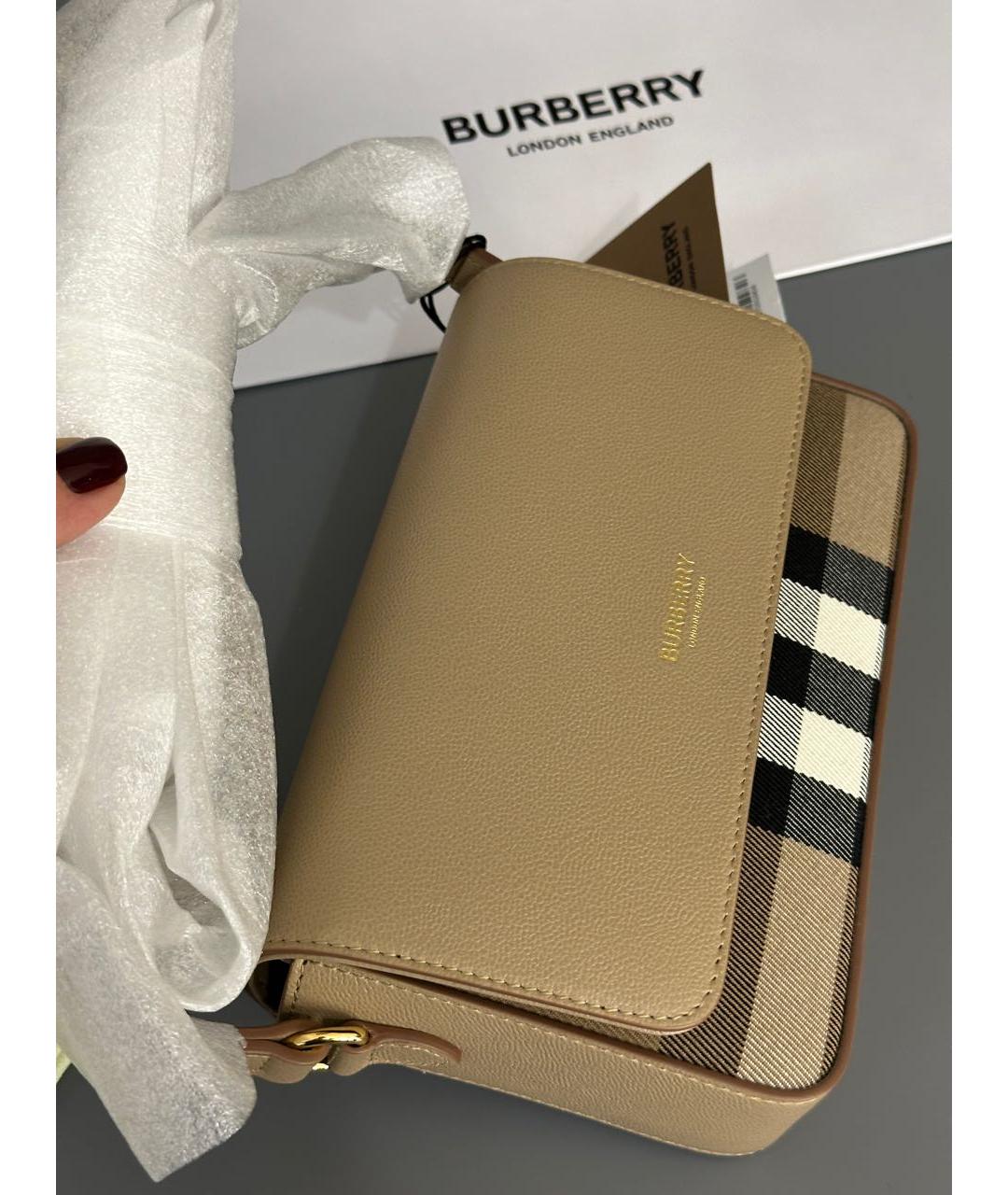 BURBERRY Бежевая кожаная сумка через плечо, фото 2