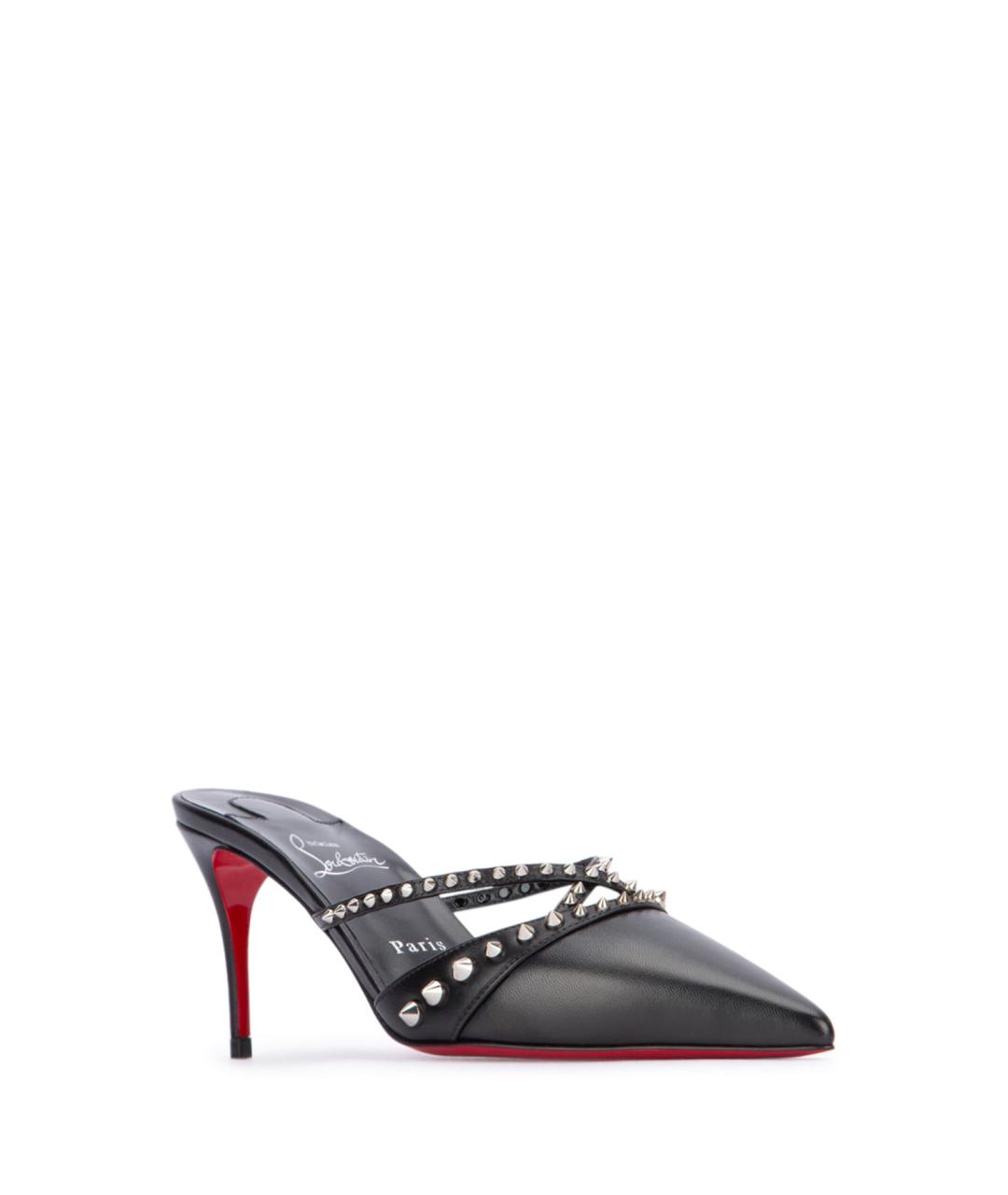 CHRISTIAN LOUBOUTIN Черные кожаные мюли, фото 2