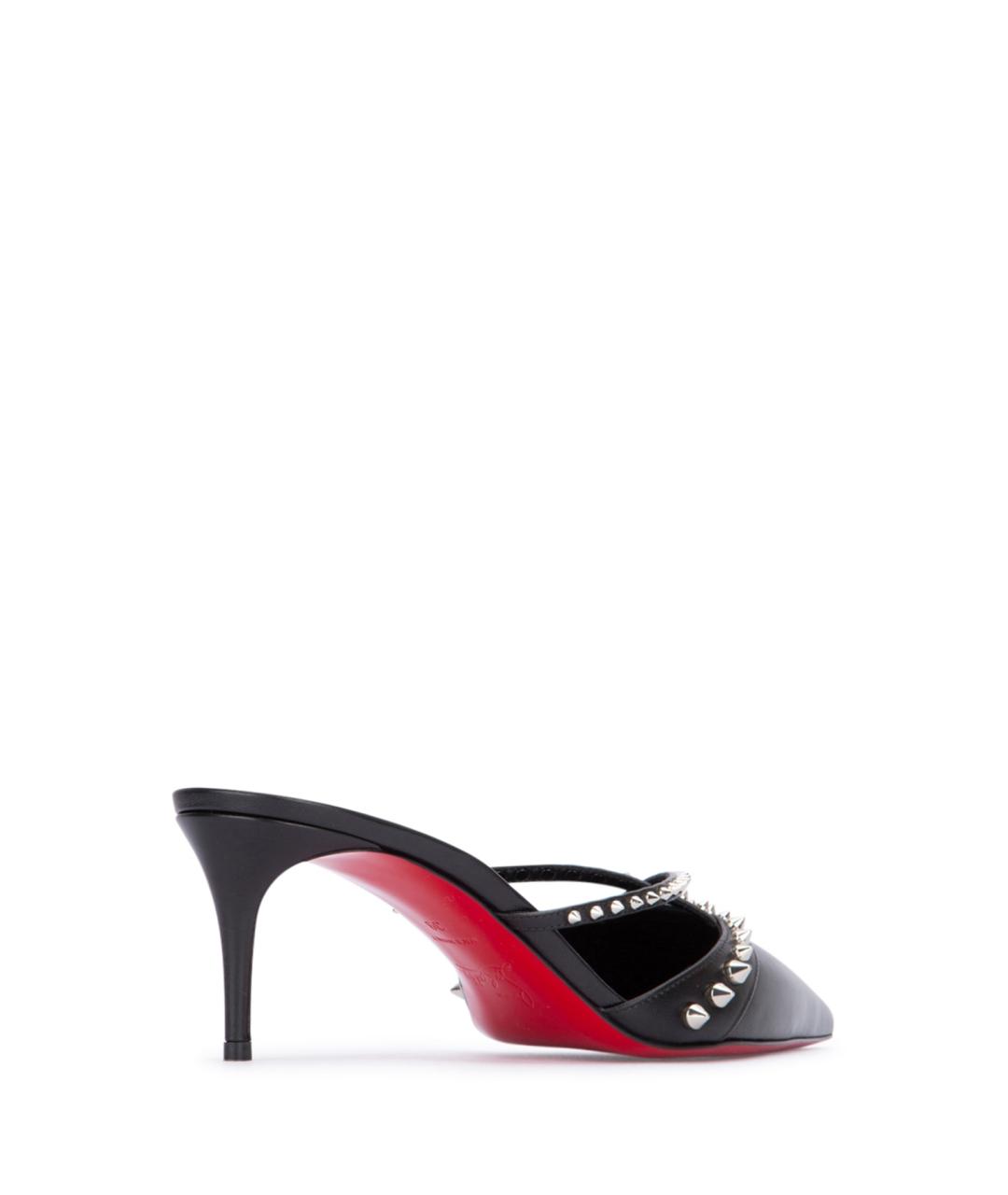 CHRISTIAN LOUBOUTIN Черные кожаные мюли, фото 3