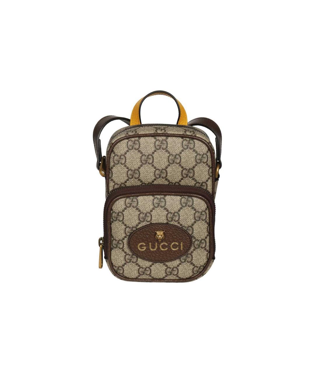 GUCCI Коричневая тканевая сумка на плечо, фото 1
