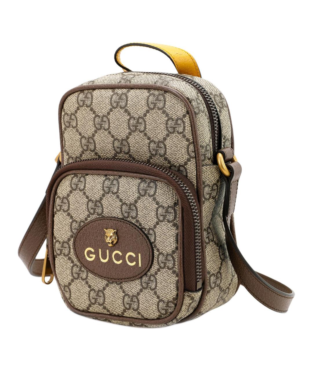 GUCCI Коричневая тканевая сумка на плечо, фото 3