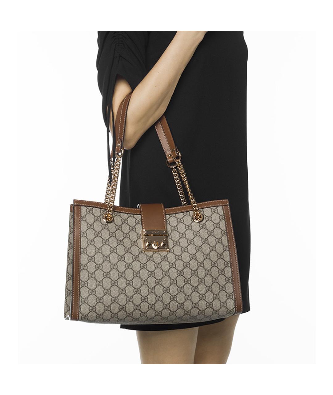 GUCCI Коричневая тканевая сумка через плечо, фото 6