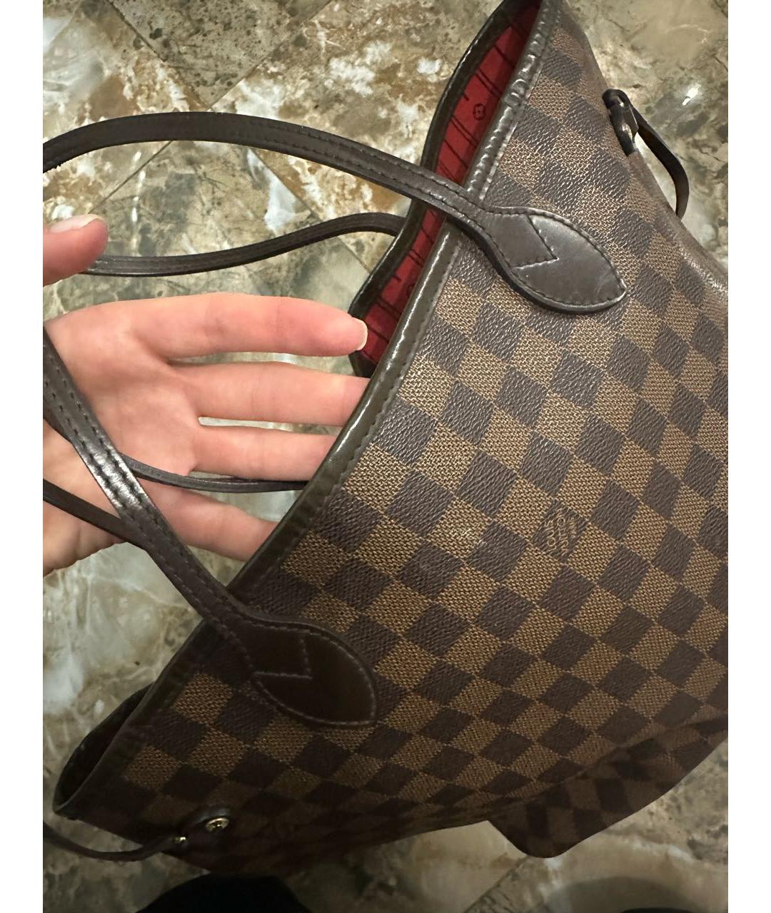 LOUIS VUITTON Коричневая кожаная сумка тоут, фото 3