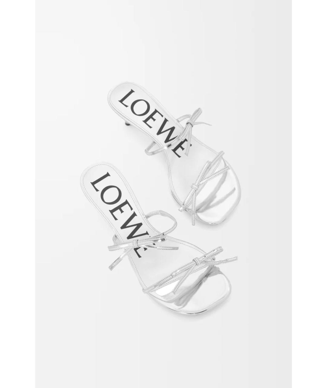 LOEWE Серебряные кожаные мюли, фото 4