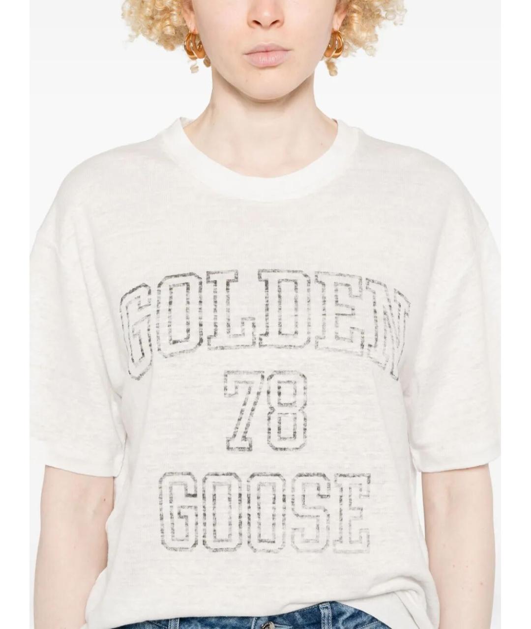 GOLDEN GOOSE DELUXE BRAND Белая льняная футболка, фото 5