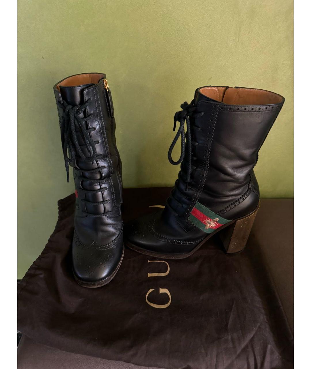 GUCCI Черные кожаные полусапоги, фото 4