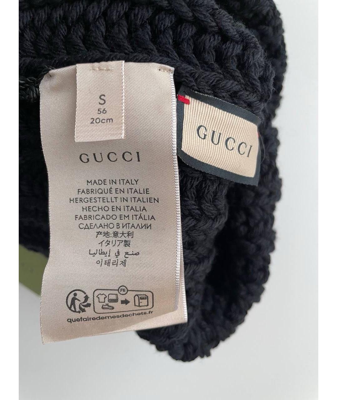 GUCCI Черная шерстяная шапка, фото 4