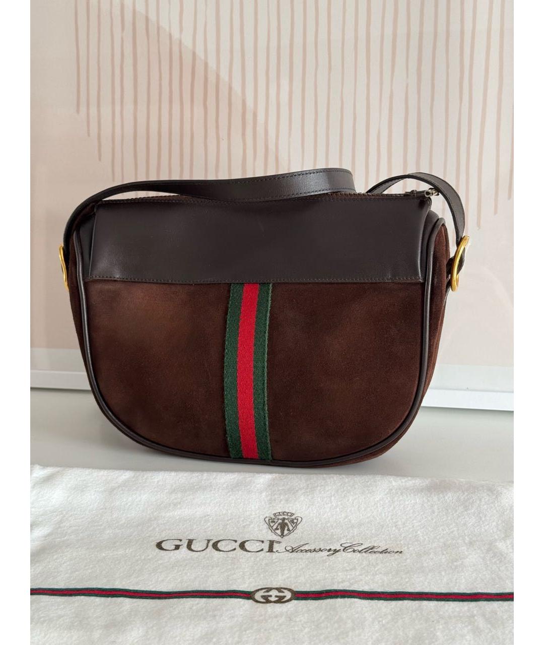 GUCCI Коричневая замшевая сумка через плечо, фото 3