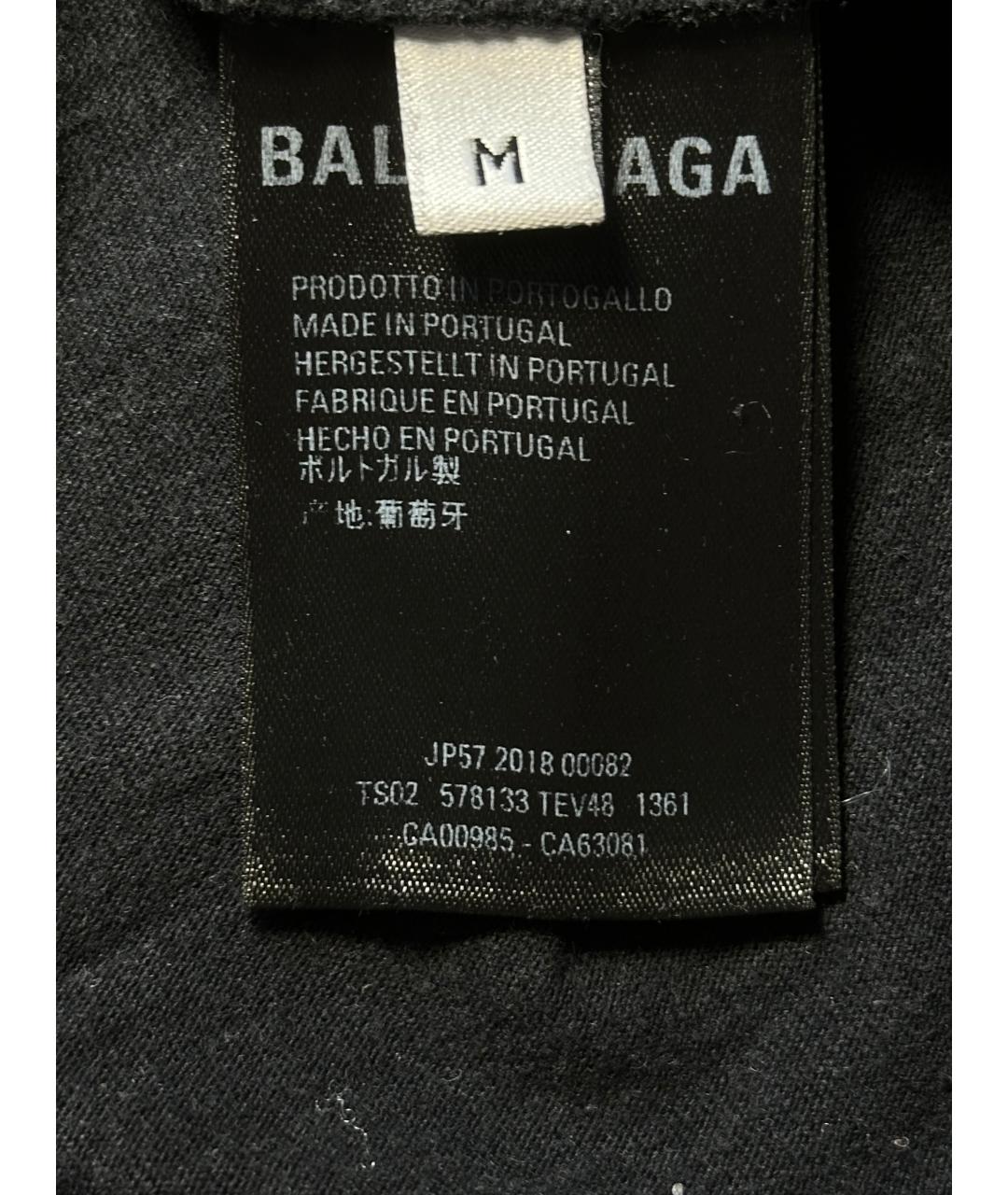 BALENCIAGA Черная хлопковая футболка, фото 4