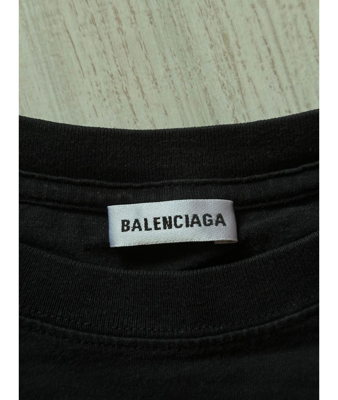 BALENCIAGA Черная хлопковая футболка, фото 3