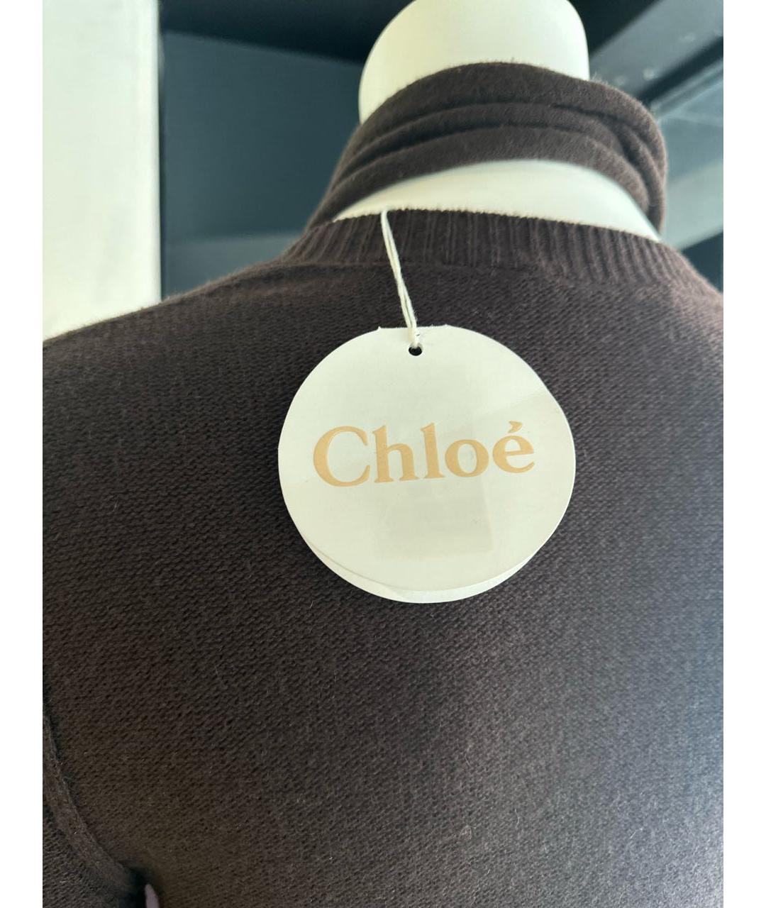 CHLOE Коричневое шерстяное повседневное платье, фото 3