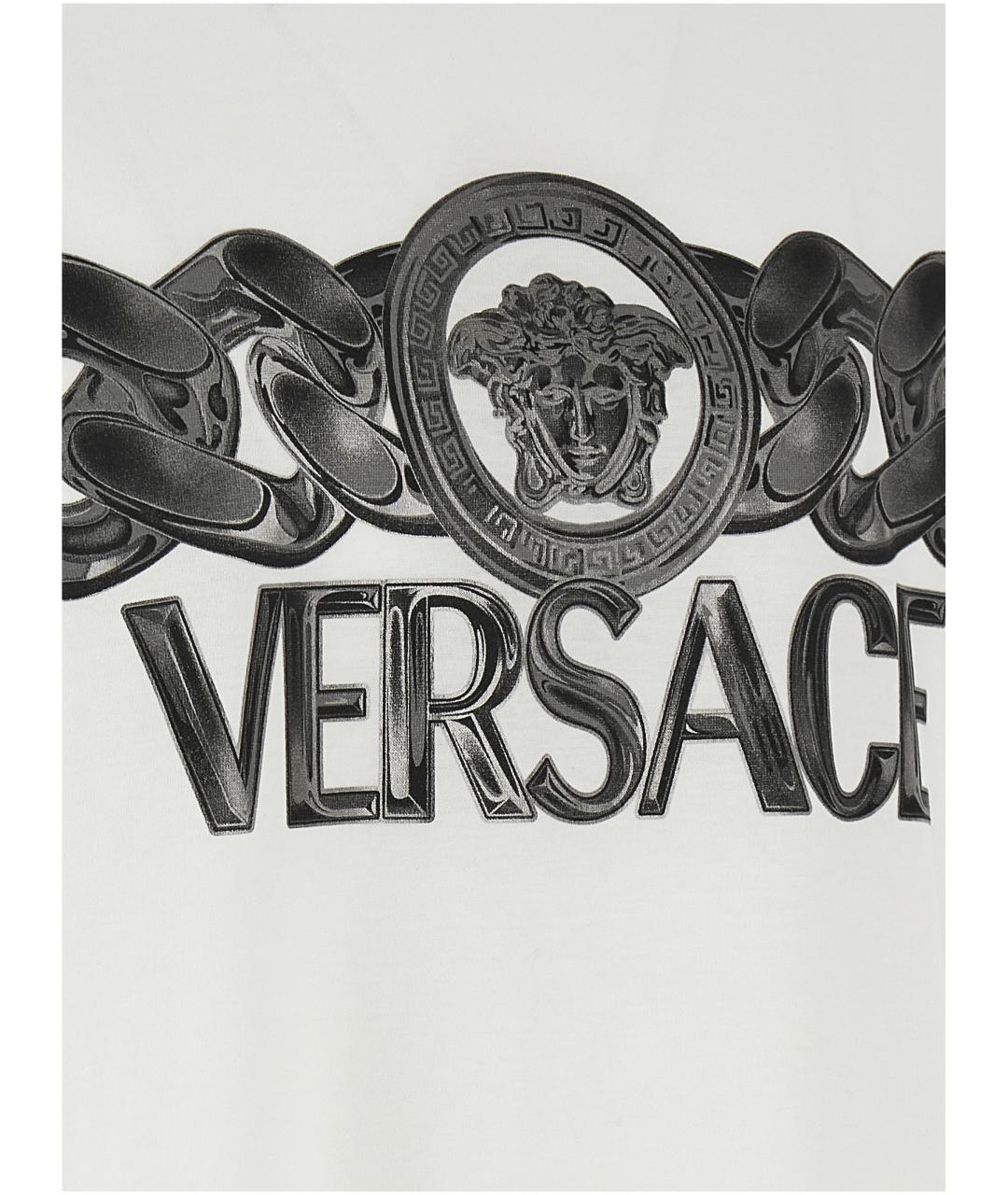 VERSACE Белая хлопковая футболка, фото 4