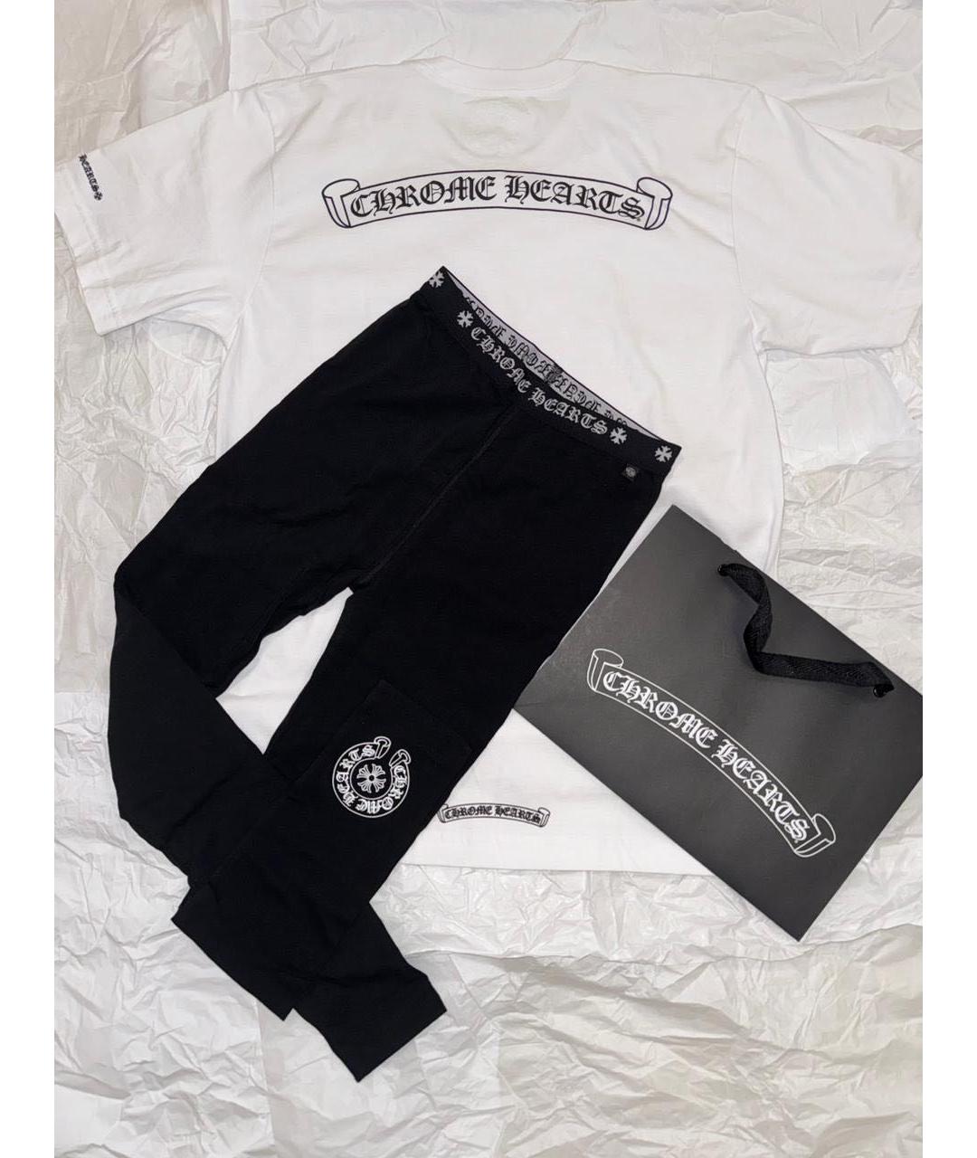 CHROME HEARTS Черные хлопко-эластановые леггинсы и велосипедки, фото 5