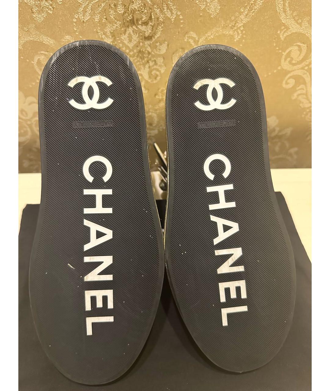 CHANEL Золотые кожаные кеды, фото 5