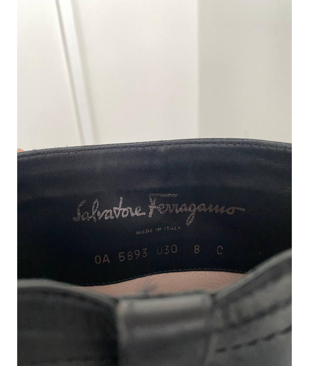 SALVATORE FERRAGAMO Черные кожаные сапоги, фото 7