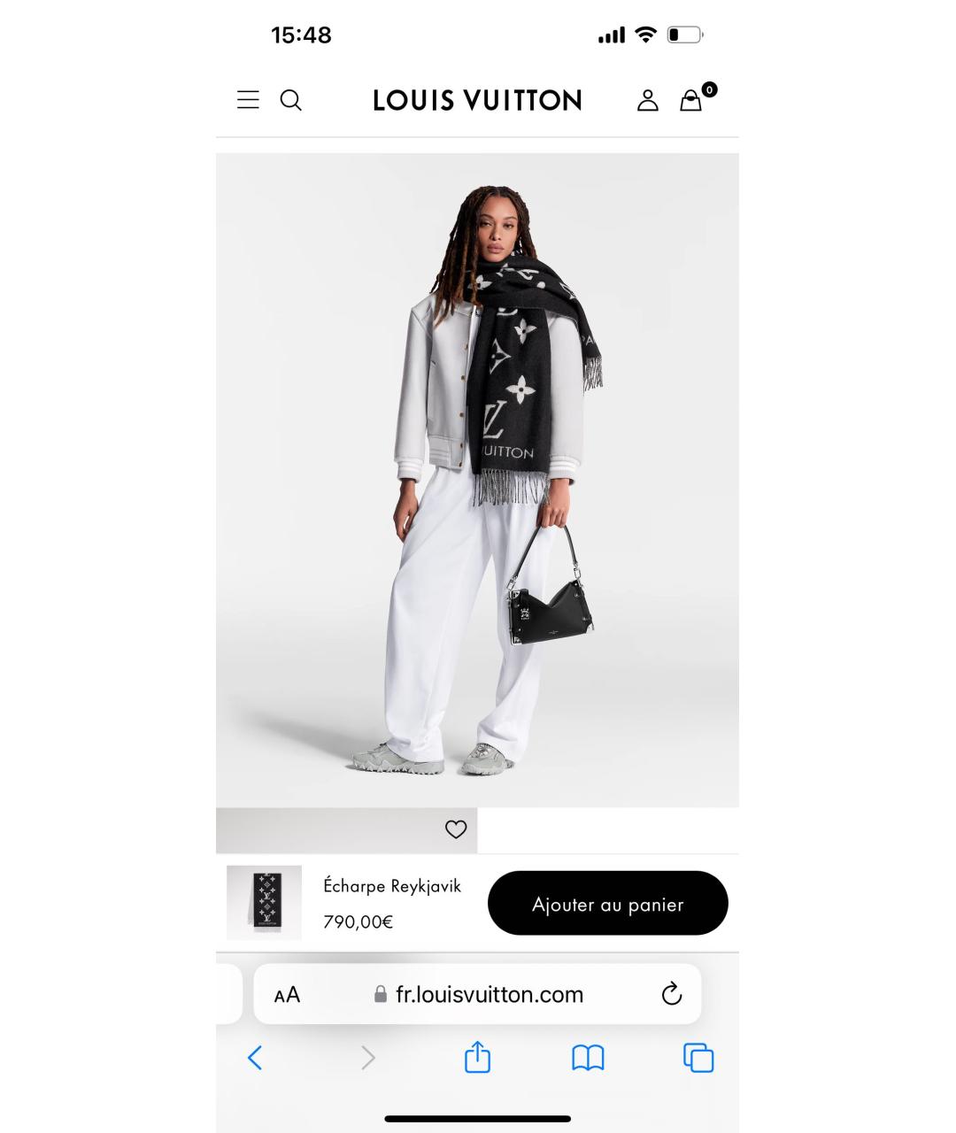 LOUIS VUITTON Серый кашемировый шарф, фото 6