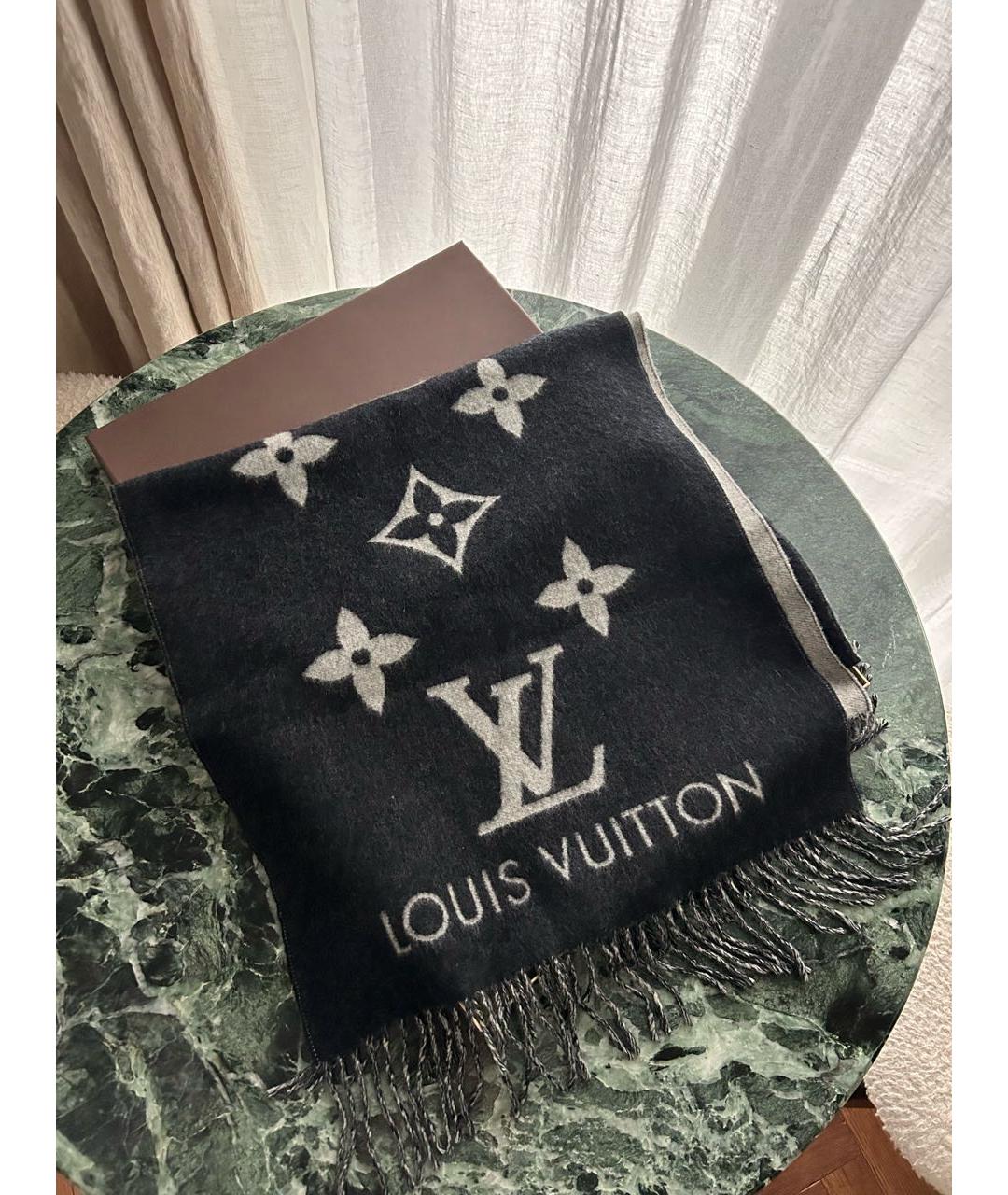 LOUIS VUITTON Серый кашемировый шарф, фото 7