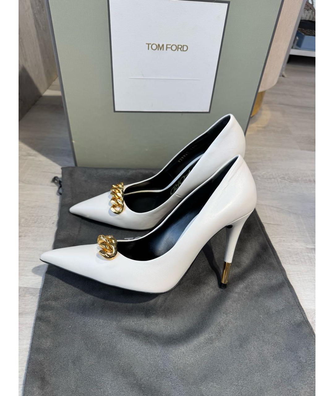 TOM FORD Белые кожаные туфли, фото 8