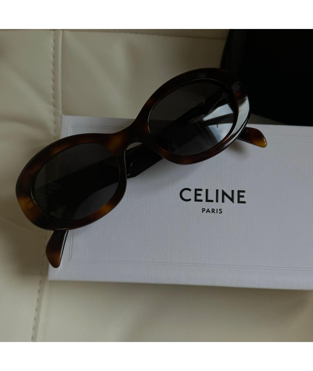 CELINE Коричневые пластиковые солнцезащитные очки, фото 7