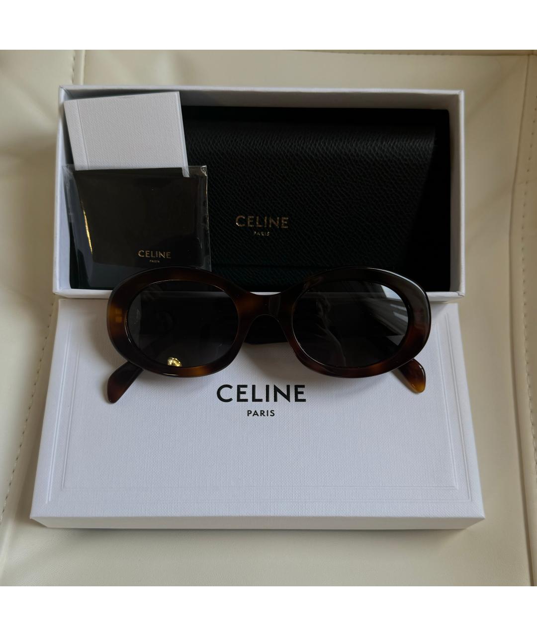 CELINE Коричневые пластиковые солнцезащитные очки, фото 3