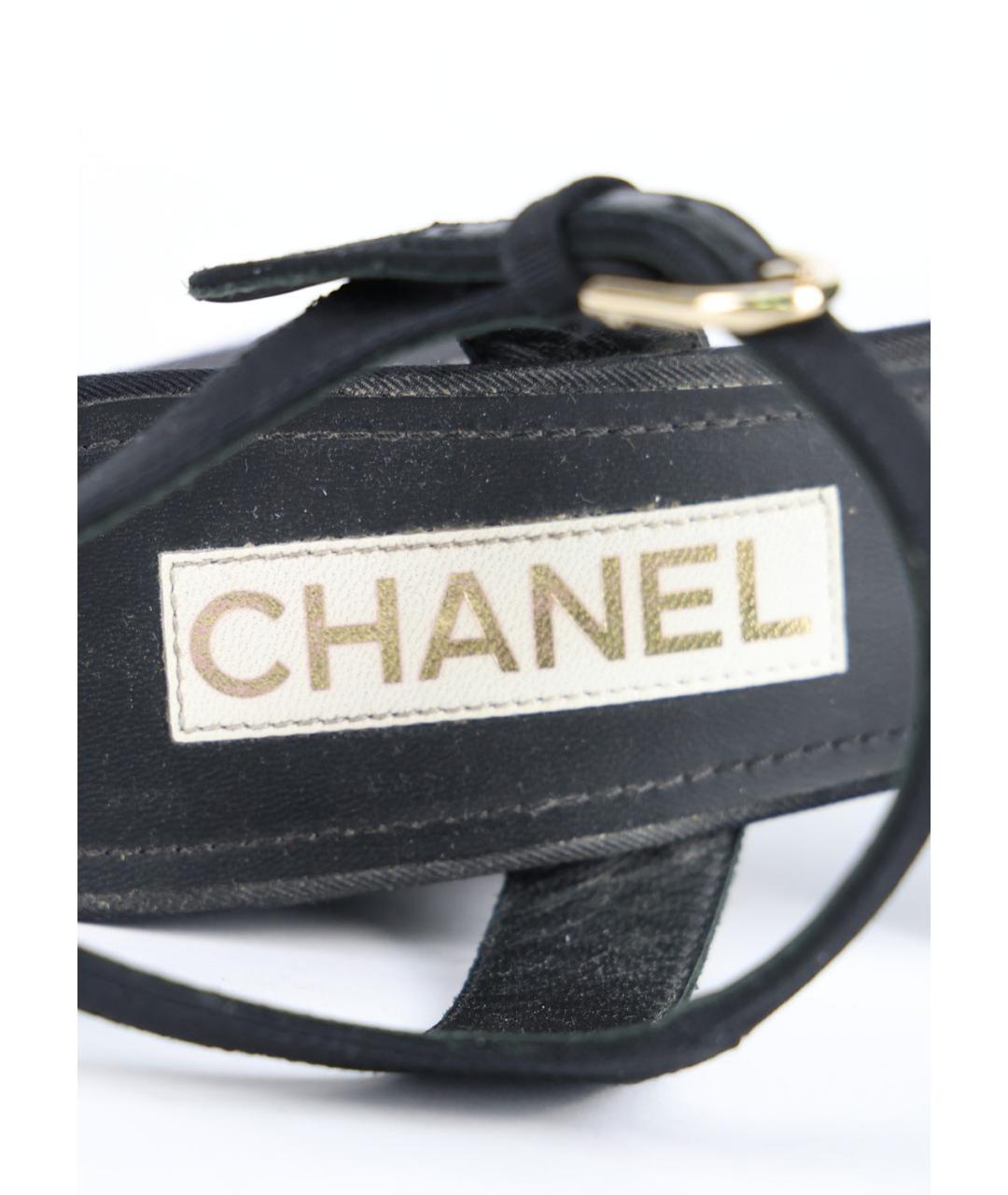 CHANEL Черные текстильные босоножки, фото 5