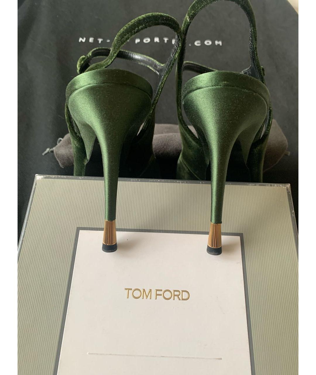 TOM FORD Зеленые бархатные босоножки, фото 8