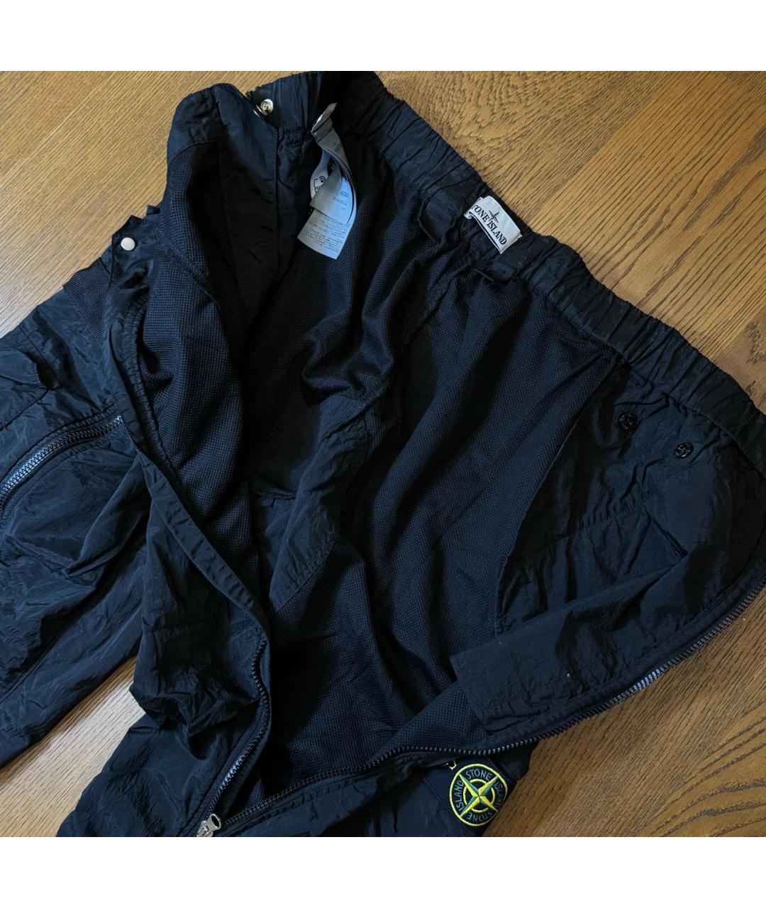 STONE ISLAND Черные полиэстеровые классические брюки, фото 5