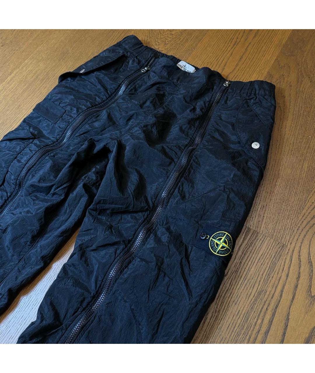 STONE ISLAND Черные полиэстеровые классические брюки, фото 2