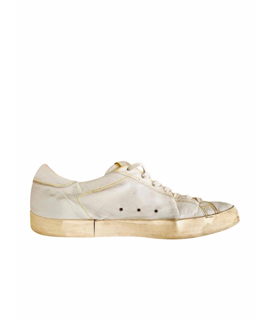 GOLDEN GOOSE DELUXE BRAND Бежевые кожаные кеды, фото 1