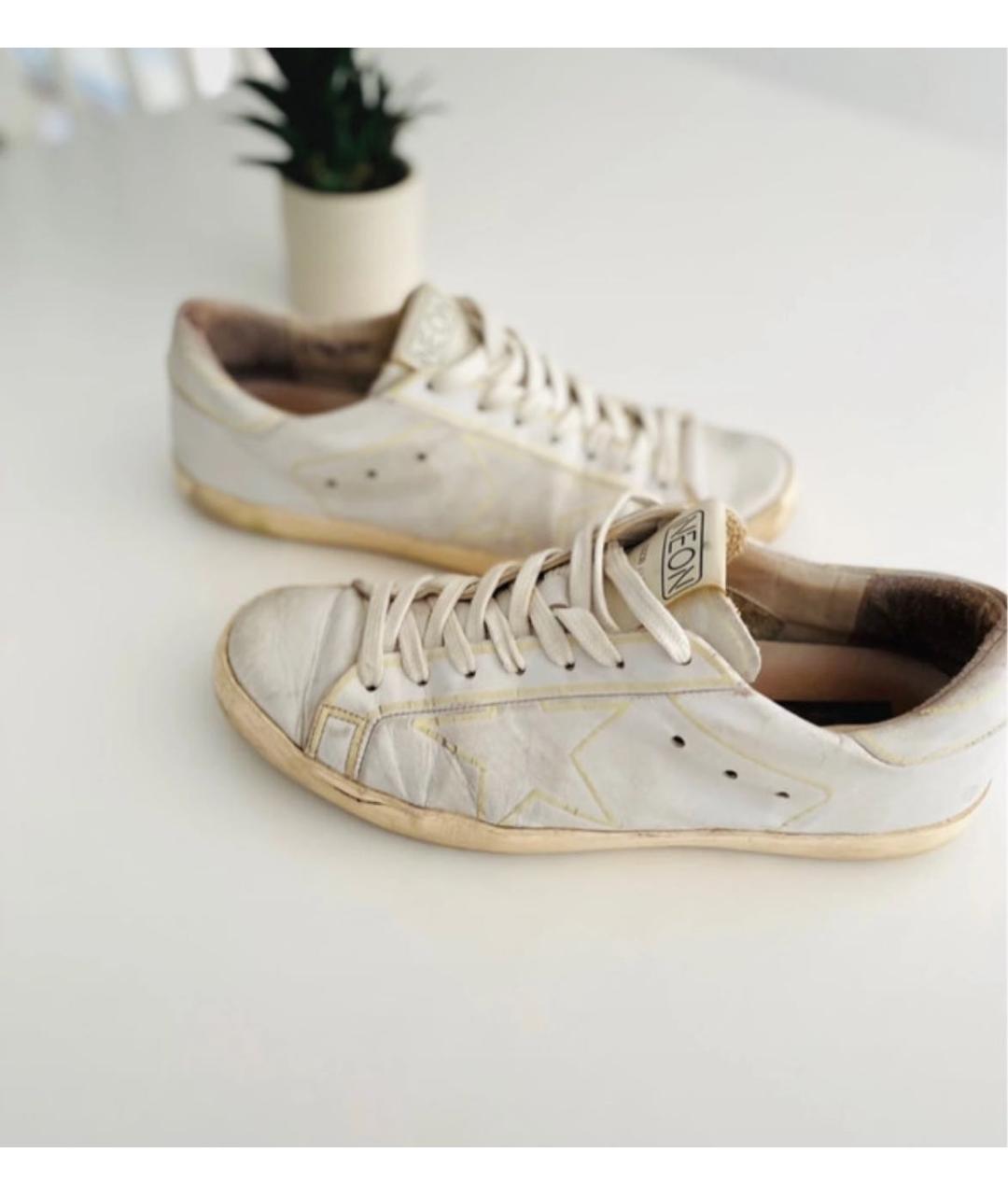 GOLDEN GOOSE DELUXE BRAND Бежевые кожаные кеды, фото 6