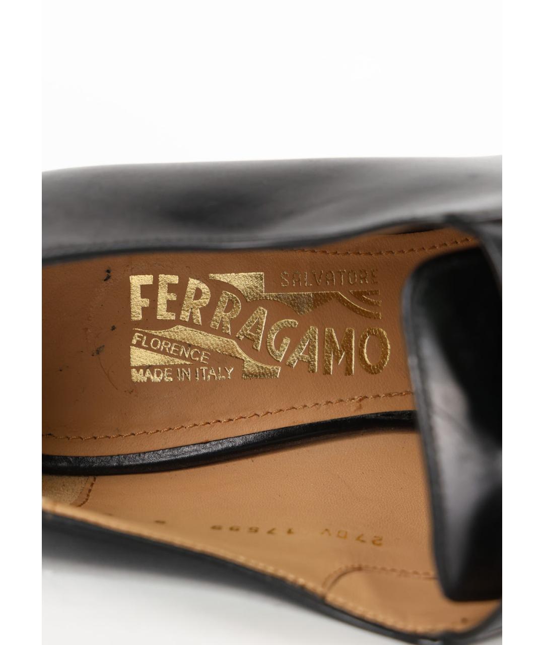 SALVATORE FERRAGAMO Черные кожаные туфли, фото 5