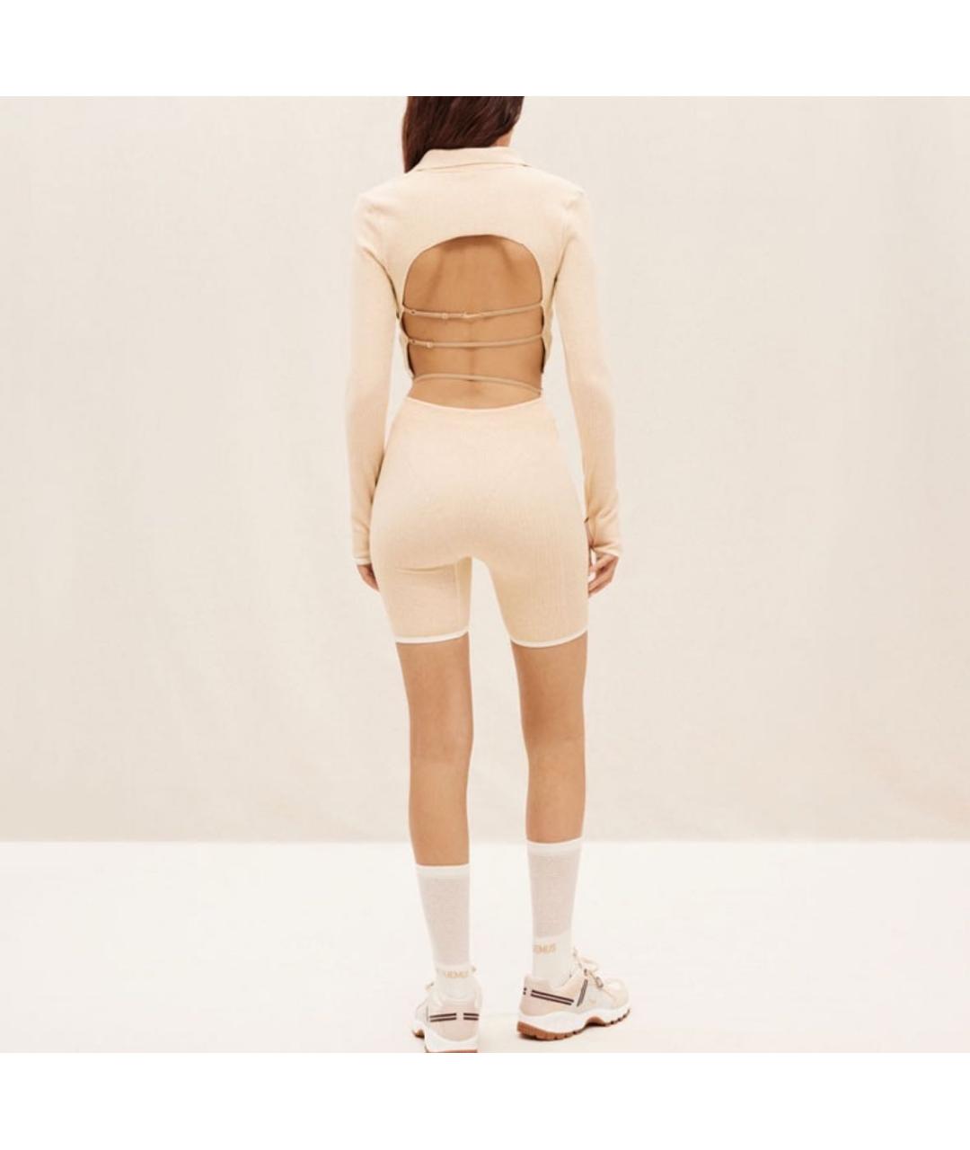 JACQUEMUS Бежевые хлопковые спортивные брюки и шорты, фото 4