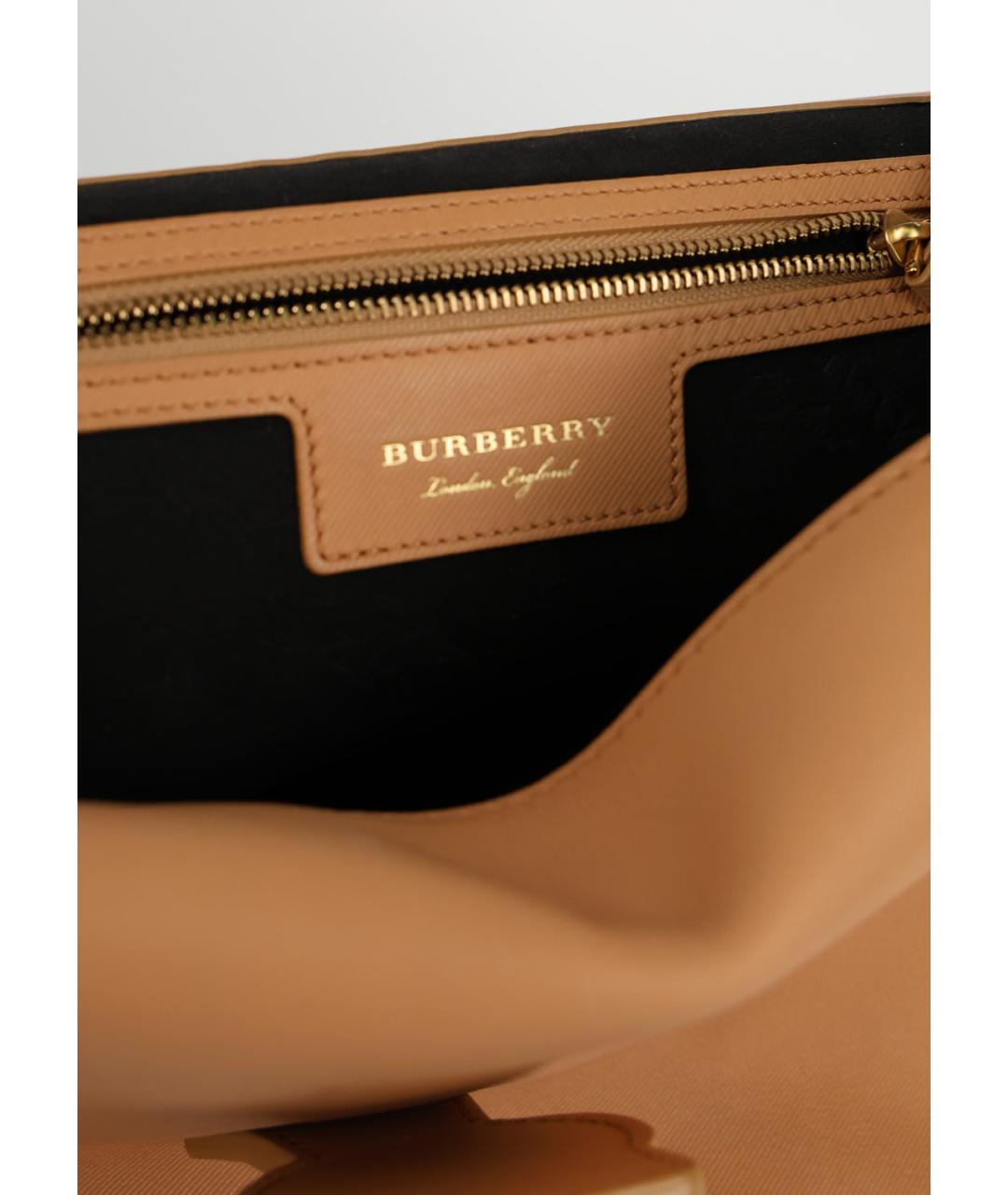 BURBERRY Коричневая кожаная сумка с короткими ручками, фото 4