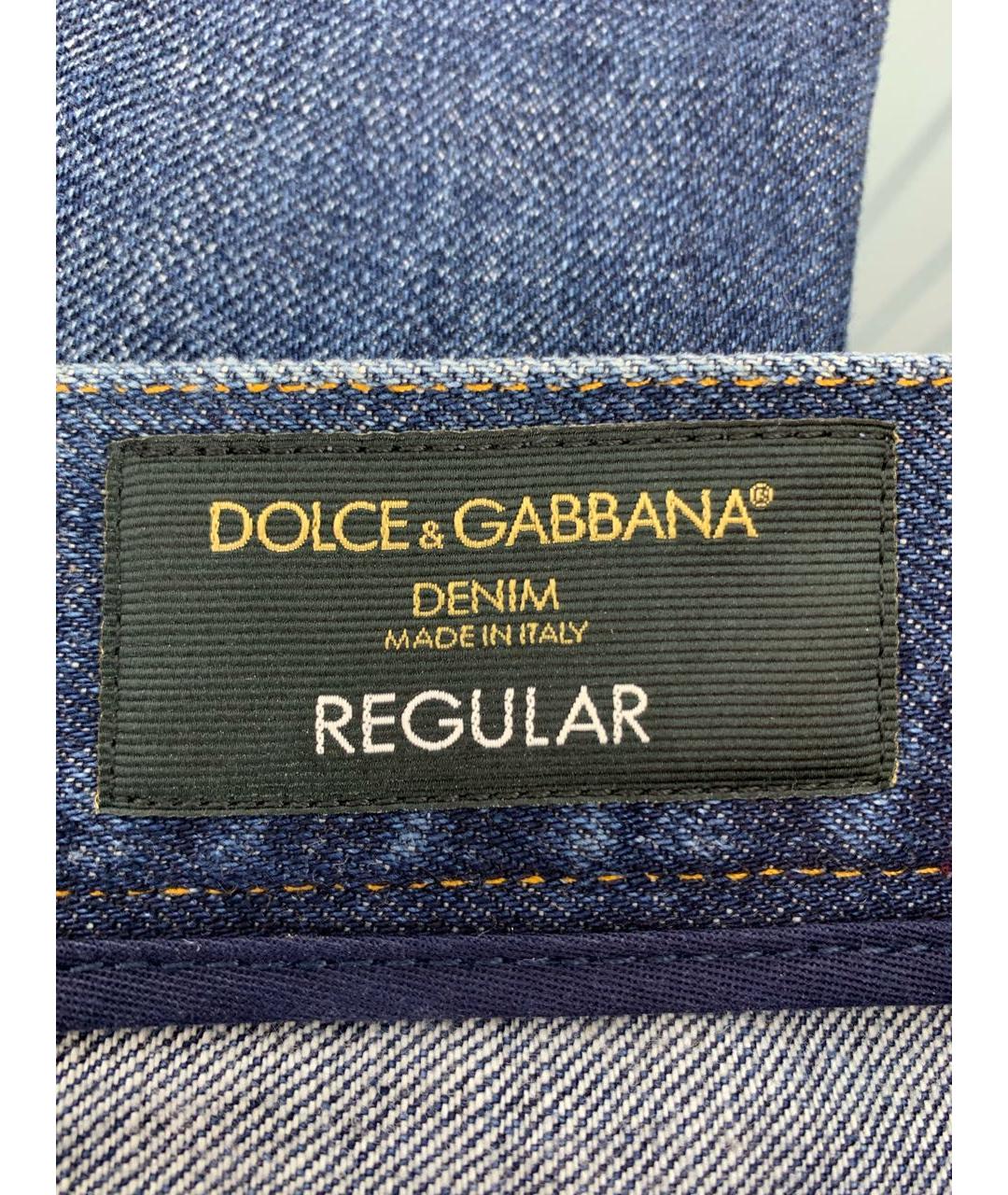 DOLCE&GABBANA Синие хлопковые прямые джинсы, фото 7