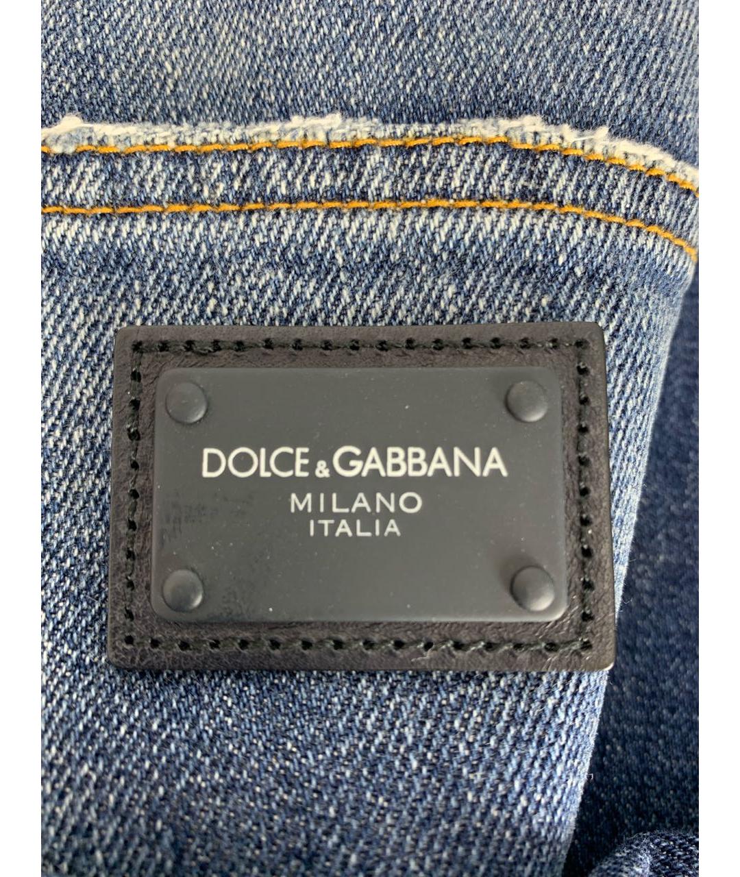 DOLCE&GABBANA Синие хлопковые прямые джинсы, фото 4