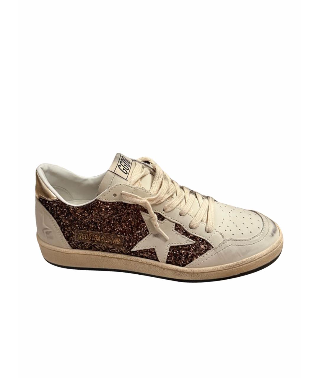 GOLDEN GOOSE DELUXE BRAND Бежевые кожаные кеды, фото 1