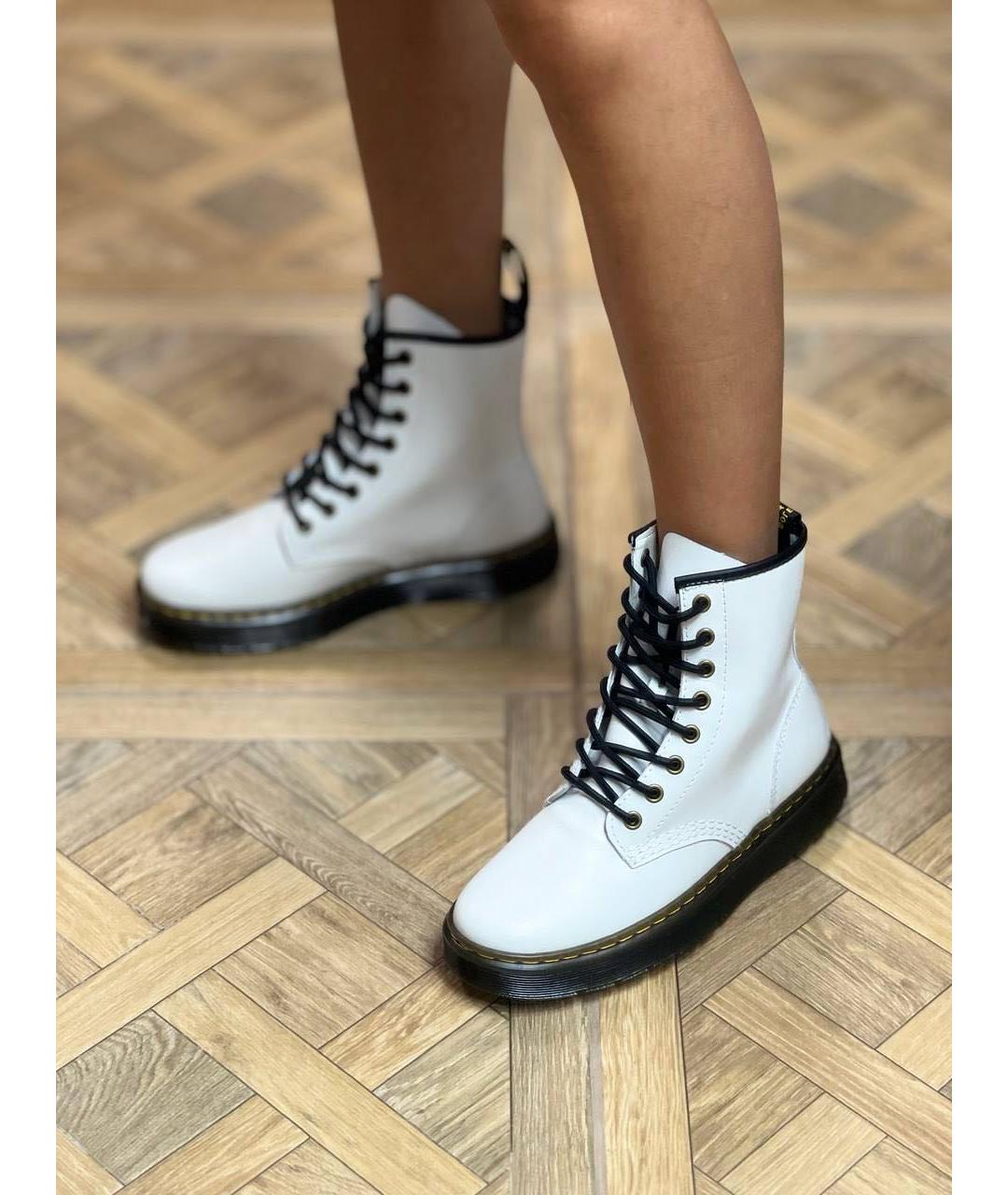 DR. MARTENS Белые кожаные ботинки, фото 2