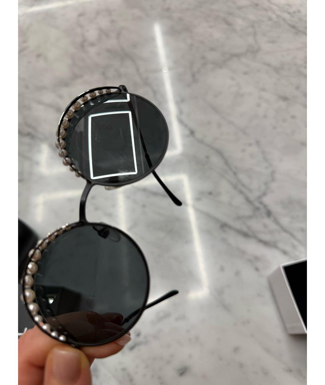 CHANEL Черные металлические солнцезащитные очки, фото 2